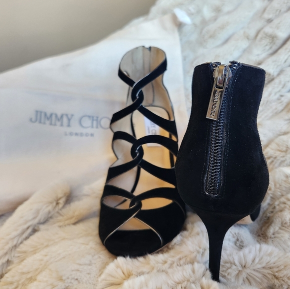 Jimmy Choo Black Strappy Heeled Boot - Picture 3 of 4